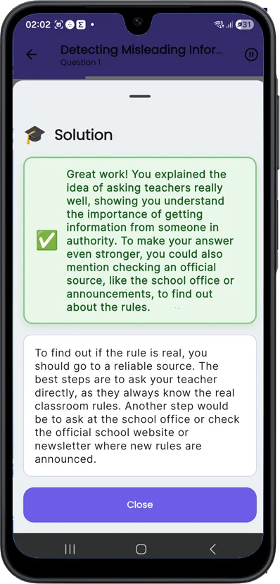 Critical thinking feedback